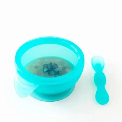 Bumkins - Conjunto de alimentação de silicone com sucção para bebês e crianças pequenas, geléia azul