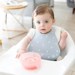 Bumkins - Conjunto de alimentação de silicone com sucção para bebês e crianças pequenas, gelatina rosa
