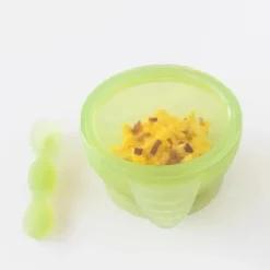 Bumkins - Conjunto de alimentação de silicone com sucção para bebês e crianças pequenas, gelatina verde