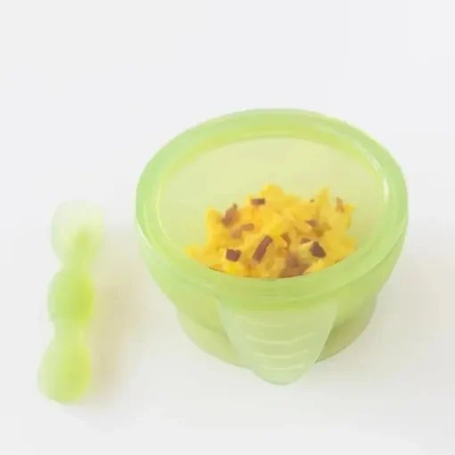 Bumkins - Conjunto de alimentação de silicone com sucção para bebês e crianças pequenas, gelatina verde