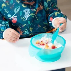 Bumkins - Conjunto de alimentação de silicone com sucção para bebês e crianças pequenas, geléia azul