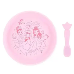 Bumkins - Conjunto de prato e colher de silicone para bebês e crianças da Disney, 6 meses, princesa