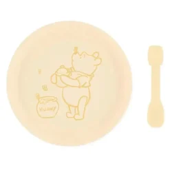 Bumkins - Conjunto de prato e colher de silicone para bebês e crianças da Disney, 6 meses antes, Ursinho Pooh