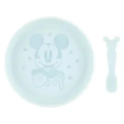 Bumkins - Conjunto de prato e colher de silicone para bebês e crianças da Disney, 6 meses antes, Mickey Mouse