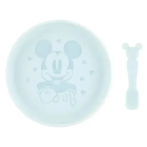 Bumkins - Conjunto de prato e colher de silicone para bebês e crianças da Disney, 6 meses antes, Mickey Mouse