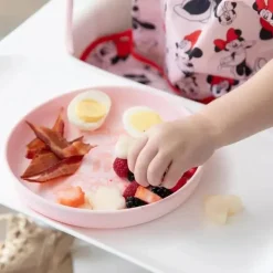 Bumkins - Conjunto de prato e colher de silicone para bebês e crianças da Disney, 6 meses depois, Minnie Mouse