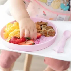 Bumkins - Conjunto de prato e colher de silicone para bebês e crianças da Disney, 6 meses, princesa