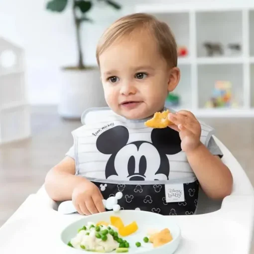 Bumkins - Conjunto de prato e colher de silicone para bebês e crianças da Disney, 6 meses antes, Mickey Mouse