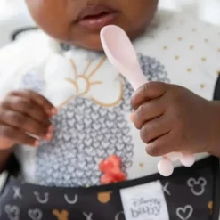 Bumkins - Conjunto de prato e colher de silicone para bebês e crianças da Disney, 6 meses depois, Minnie Mouse