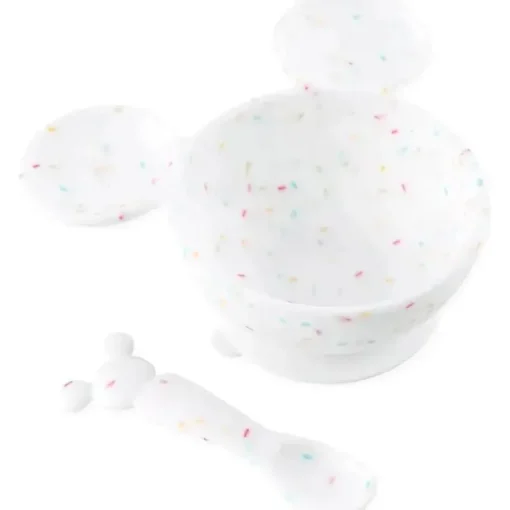 Bumkins - Conjunto de primeira alimentação de silicone com baunilha do Mickey Mouse