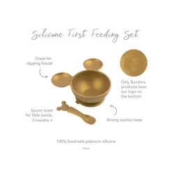 Bumkins - Conjunto de primeira alimentação de silicone Disney - Dourado