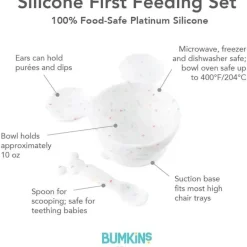 Bumkins - Conjunto de primeira alimentação de silicone com baunilha do Mickey Mouse