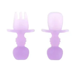 Bumkins - Conjunto de utensílios para bebês, mastigáveis ​​de silicone, geléia roxa
