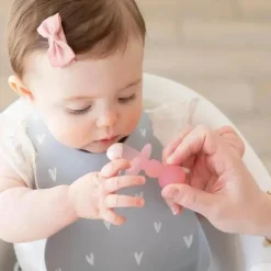 Bumkins - Conjunto de utensílios para bebês, mastigáveis ​​de silicone, gelatina rosa