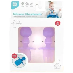 Bumkins - Conjunto de utensílios para bebês, mastigáveis ​​de silicone, geléia roxa