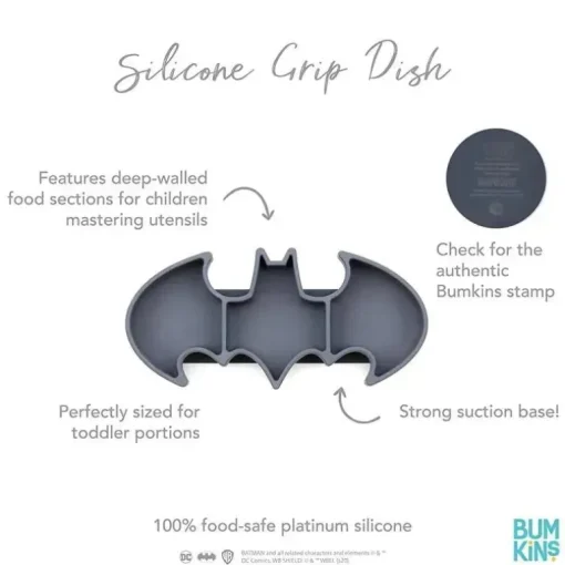 Bumkins - Dc Comics Silicone Grip Dish, Batman