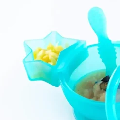 Bumkins - Dippers de silicone para bebês, anexados a tigelas, pratos e pratos, 2 unidades, Aqua Jelly
