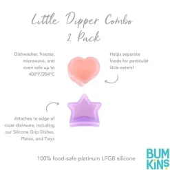 Bumkins - Dippers de silicone para bebês, para tigelas, pratos e pratos, pacote com 2, geléia magenta