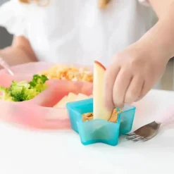 Bumkins - Dippers de silicone para bebês, anexados a tigelas, pratos e pratos, 2 unidades, Aqua Jelly