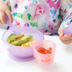 Bumkins - Dippers de silicone para bebês, para tigelas, pratos e pratos, pacote com 2, geléia magenta