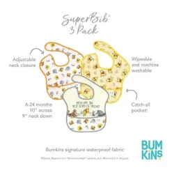Bumkins - Disney Superbib, 3 Pk, Ursinho Pooh e amigos