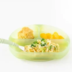 Bumkins - placa de sucção para crianças e bebês, prato de silicone dividido, geléia verde
