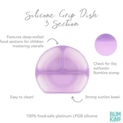 Bumkins - placa de sucção para crianças e bebês, prato de silicone dividido, geléia roxa