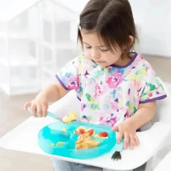 Bumkins - placa de sucção para crianças e bebês, prato de silicone dividido, geléia azul