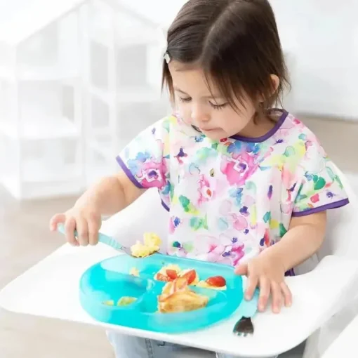 Bumkins - placa de sucção para crianças e bebês, prato de silicone dividido, geléia azul