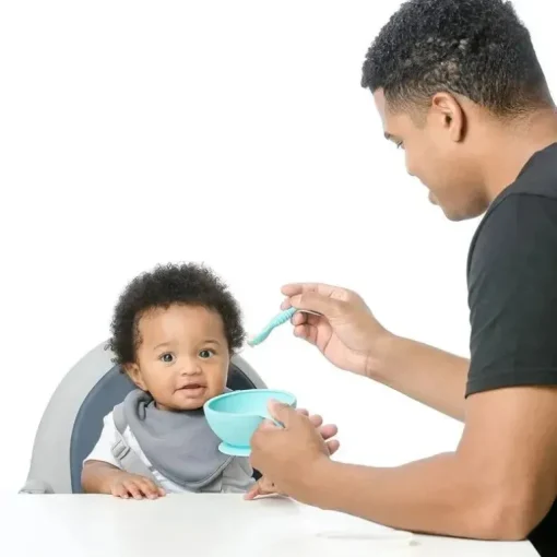 Bumkins - Primeiro conjunto de alimentação de silicone com tampa e colher, azul Os