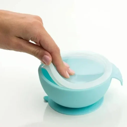 Bumkins - Primeiro conjunto de alimentação de silicone com tampa e colher, azul Os