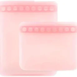 Bumkins - Saco reutilizável plano de silicone 2Pk, rosa