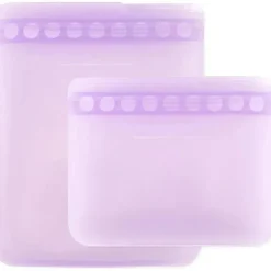 Bumkins - Saco reutilizável plano de silicone 2 unidades, lavanda
