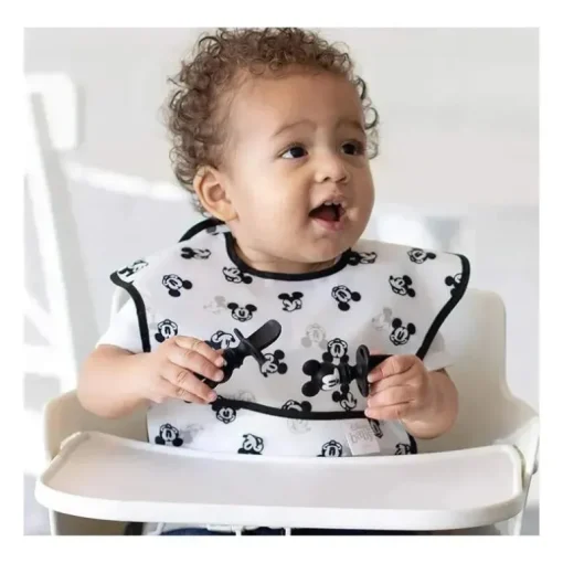 Bumkins Disney Mickey Mouse Chewtensils de silicone para criança em preto