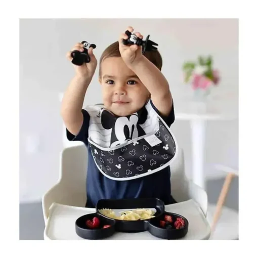 Bumkins Disney Mickey Mouse Chewtensils de silicone para criança em preto