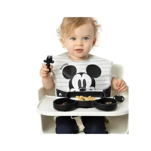 Bumkins Disney Mickey Mouse Chewtensils de silicone para criança em preto