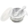Bumkins silicone primeiro conjunto de alimentação com tampa e colher, mármore