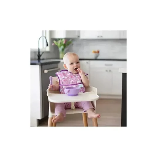Bumkins silicone primeiro conjunto de alimentação com tampa e colher, lavanda