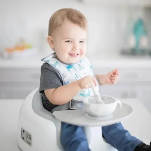 Bumkins silicone primeiro conjunto de alimentação com tampa e colher, mármore