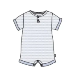 Burts Bees - Baby Boy Rib Stripe Romper Ocean