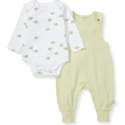 Burts Bees - Baby Boy Tortoise Jumpsuit & Bodysuit Set, Mint Tea