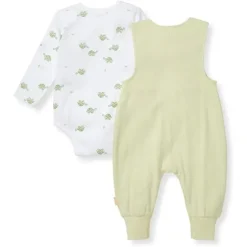 Burts Bees - Baby Boy Tortoise Jumpsuit & Bodysuit Set, Mint Tea