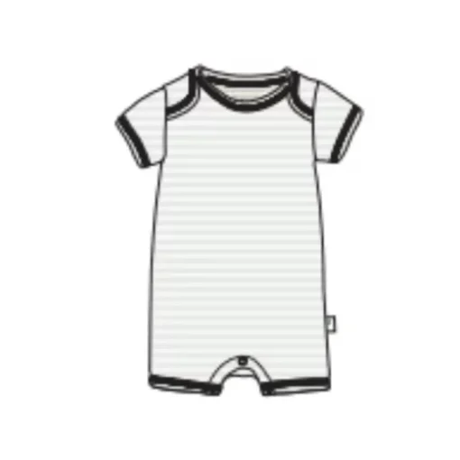 Burts Bees - Baby Girl Rib Stripe Romper Mint Tea