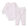 Burts Bees - Baby Girl Slub Stripe Bodysuit Set, Crocus