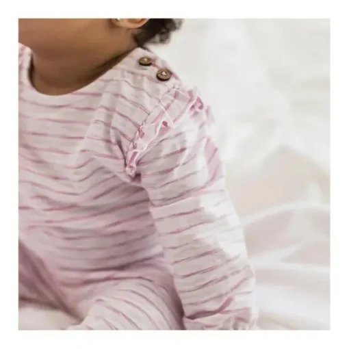Burts Bees - Baby Girl Slub Stripe Bodysuit Set, Crocus