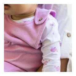 Burts Bees - Baby Girl Tortoise Jumpsuit & Bodysuit Set, Crocus