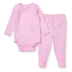 Burts Bees - Baby Girl Wrap Front Bodysuit Set, Crocus