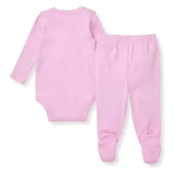 Burts Bees - Baby Girl Wrap Front Bodysuit Set, Crocus