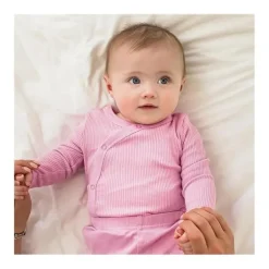 Burts Bees - Baby Girl Wrap Front Bodysuit Set, Crocus