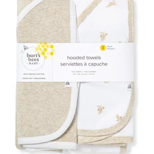 Burt's Bees - Baby Hooded Towels, Absorbent Knit Terry, Oatmel